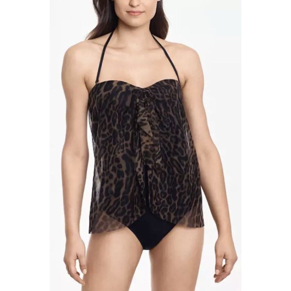 LAUREN By Ralph Lauren Ocelot Leopard Print Fly Away One-Piece Swimsuit Size 18